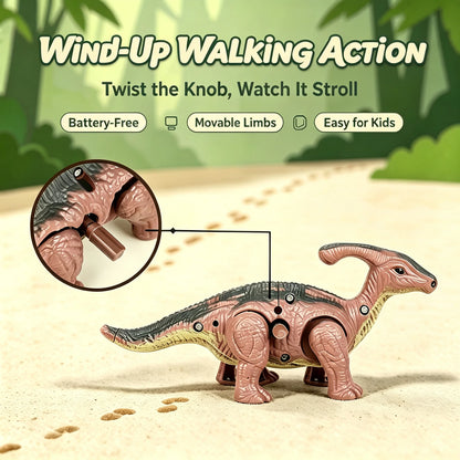 Wind-Up Automatic Walking Mechanical Dinosaur Toy Set,Realistic Dino Figures Educational Playset,Birthday Christmas Gift for Kid