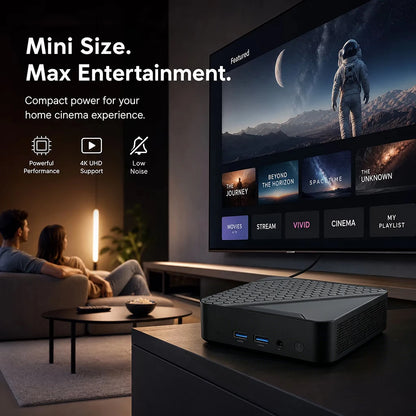 2026 Intel N150 Portable Mini PC 16GB DDR4 M.2 NVMe SSD 512GB WiFi6 BT5.2 Silent Cooling Triple 4K Office Home Desktop Pro