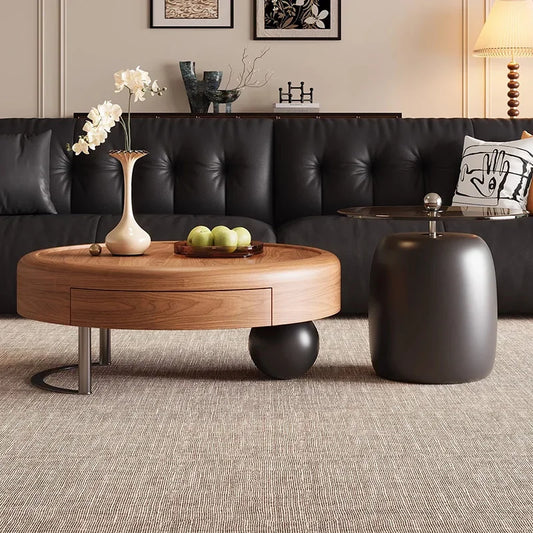 Round Wabi Sabi Coffee Table Glamour Classic Vintage Storage Coffee Table Aesthetic Modern Table Basse Living Room Furniture