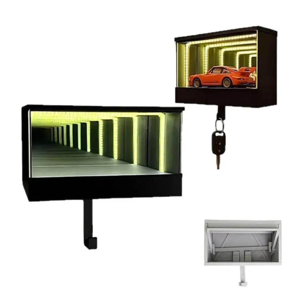 Garage Keychain,Car Luminous Unlimited Garage Key Storage Wall Mount Key Organizer With Infinity LED Hook Creative Home Decor
