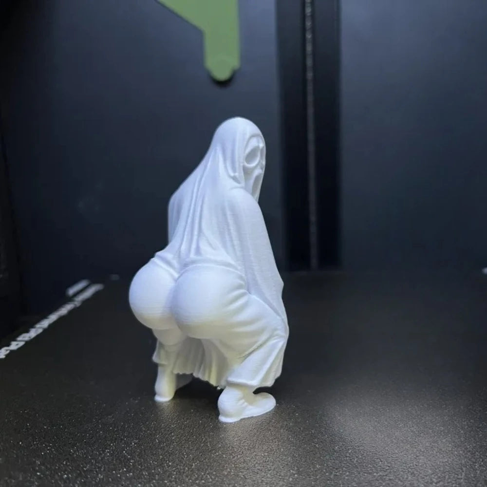 Shake Butt Ghost Statue, 3D Printed Electric Butt Dance Ghost Face Killer, Scream When You Like Fullness, Halloween Parody Gift