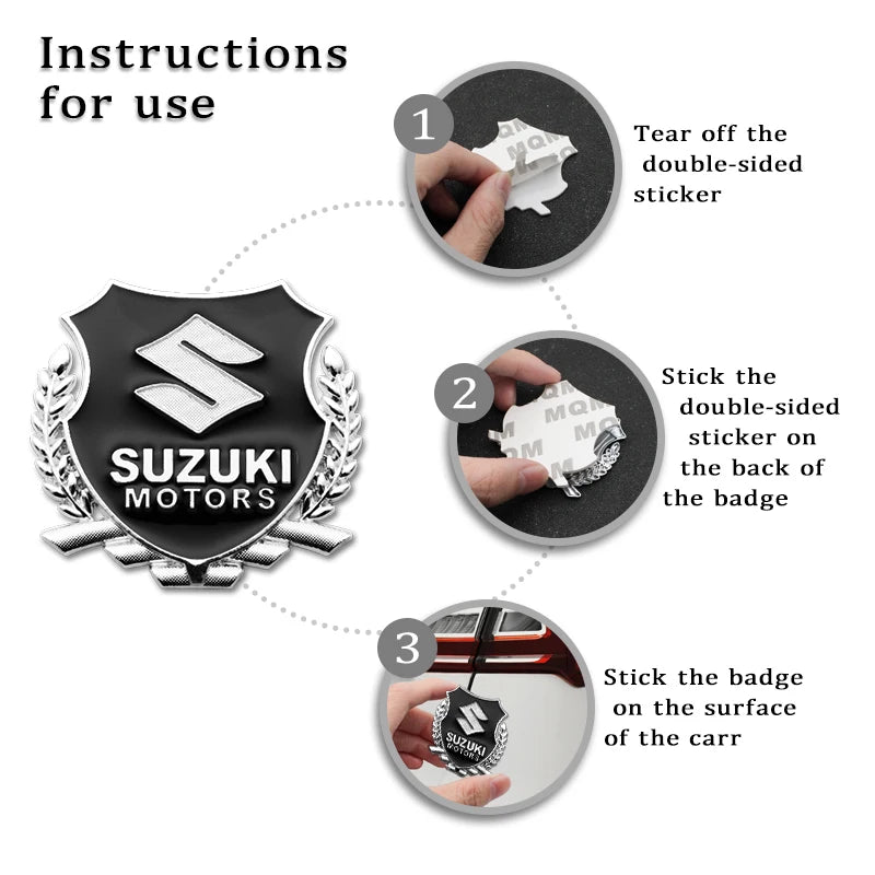 3D Metal Car Badge Emblem Body Sticker Trunk Decorative Decal  For Suzuki SX4 Grand Vitara Jimny Baleno Alto Swift Accessories