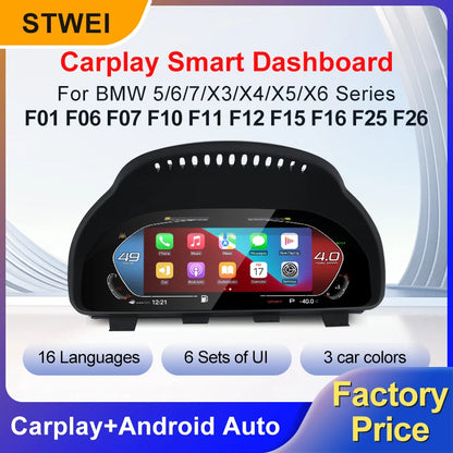 For BMW 5/6/7 series F06 F10 F11 F12 F01 F02 F03 X5 F15 X6 F16 X3 F25 X4 F26 Lcd Digital Dashboard Cluster Support Carplay Auto