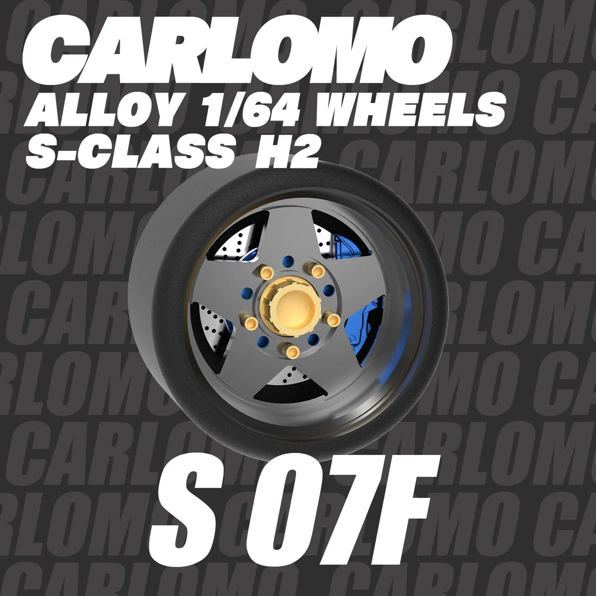 Carlomo S-Class Brand New 1/64 Alloy Wheels Rubber Tires with Brake Disc Assembly Rims for Model Diecast Car for model cars