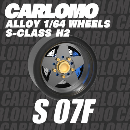 Carlomo S-Class Brand New 1/64 Alloy Wheels Rubber Tires with Brake Disc Assembly Rims for Model Diecast Car for model cars