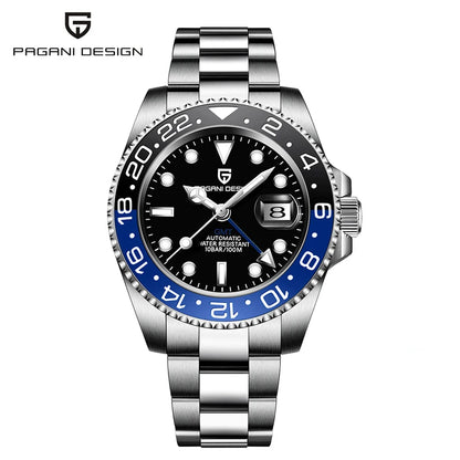 PAGANI DESIGN New Men Watch GMT Mechanical Wristwatch 40mm Automatic Watch Stainless Steel Waterproof Business Watches for Man