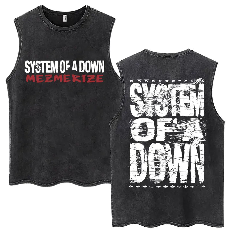 Washed Rock Band Tank Tops Men's Retro Hip Hop Sleeveless T-shirt Summer Oversized Cotton Vests Gifts Fans Gifts Streetwear Tops
