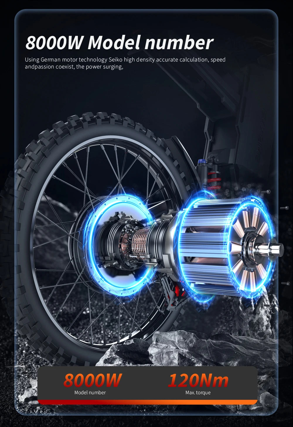 EKXBike GTS X22 Off-Road Ebike 85Kmh 8000W Brushless Motor, 72V30AH Lithium Battery, Readygo Ebike Adult Electric Motorcycle