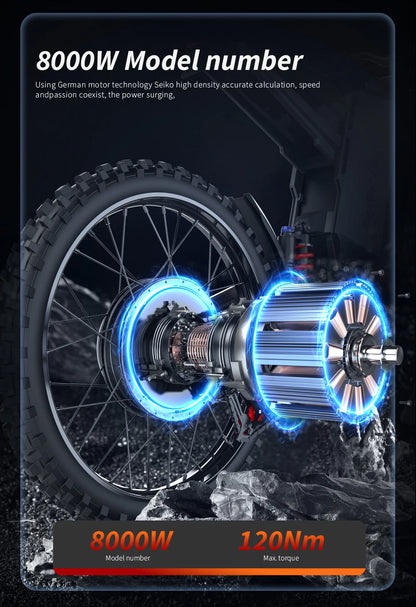EKXBike GTS X22 Off-Road Ebike 85Kmh 8000W Brushless Motor, 72V30AH Lithium Battery, Readygo Ebike Adult Electric Motorcycle