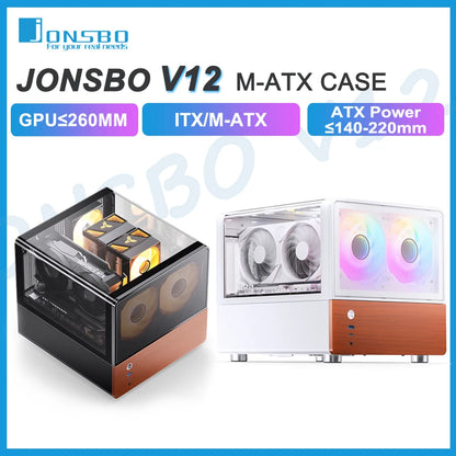 JONSBO V12 MATX Desktop Case Seaview Room Type-c Interface ATX Power Supply Mini Side Transparent Computer Case