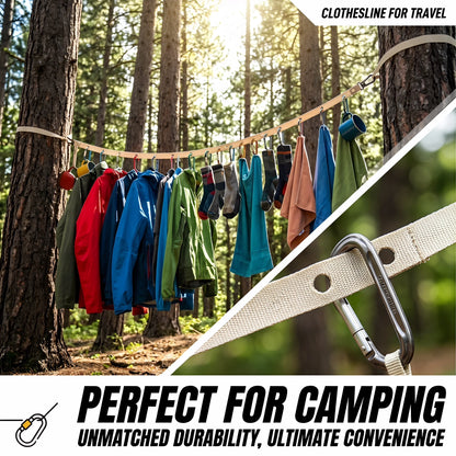MuqiNush Retractable Outdoor Clothesline, 4.1M Portable Camping Clothes Line, Durable  Rope for Hiking, Travel, Backyard Use