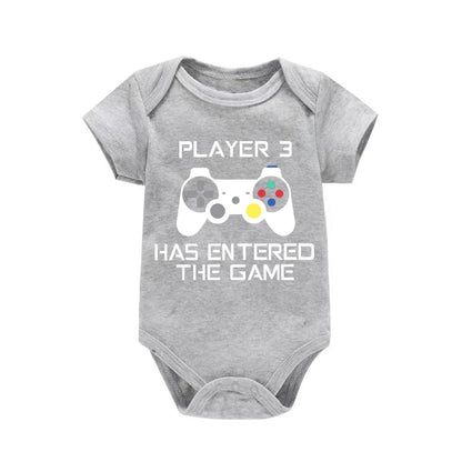 PLAYER 3 Newborn Romper Casual Short Sleeves Baby Boy Clothes Bodysuits Cartoon Graphic Toddler Girls Jumpsuits
