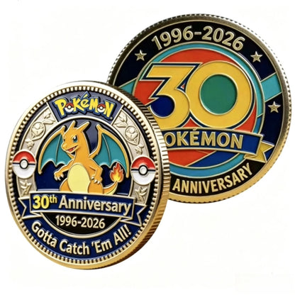 Pokemon 30th Anniversary Commemorative Coin Pikachu Gengar Mewtwo Anime Toys for Kids Gift Collection Display Decoration