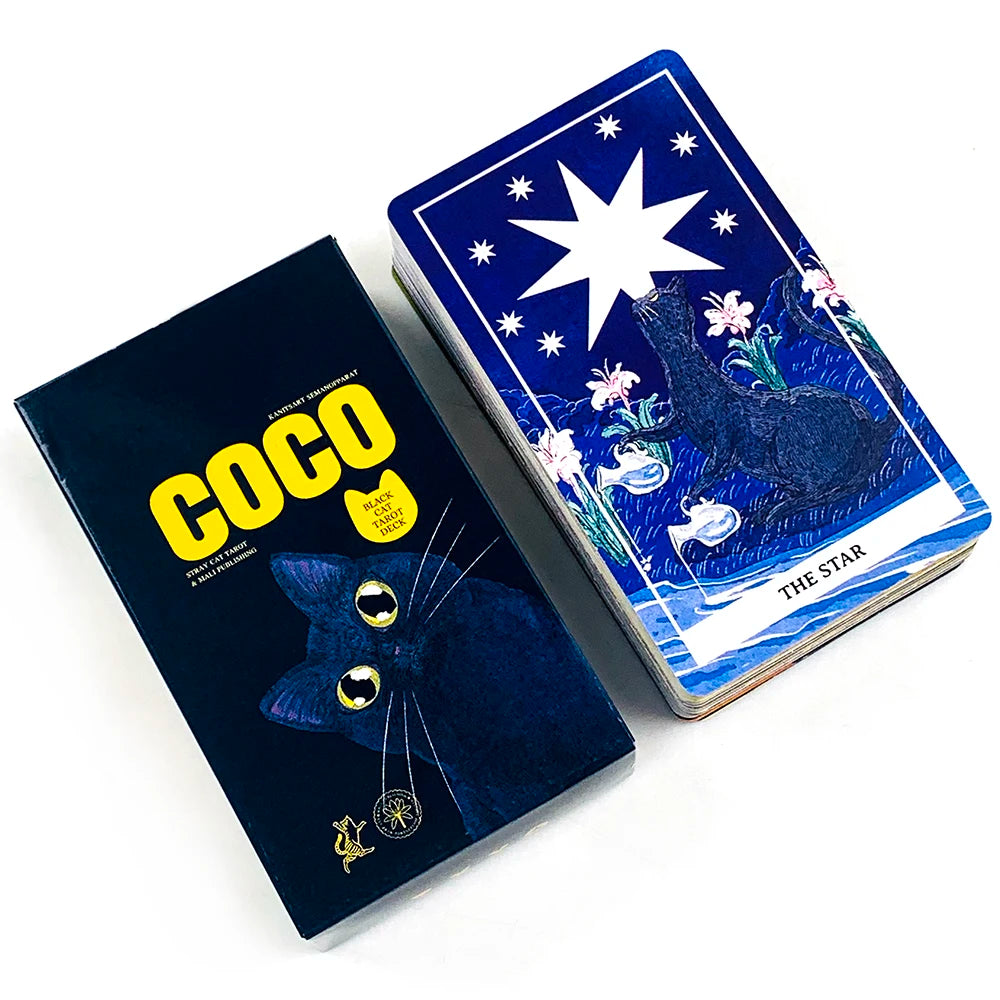 New Black Cat Tarot Deck 78PCS Cat-Themed Tarot Cards Meditation Divination Edition Deck Borad Game Party Games For Cat Lovers
