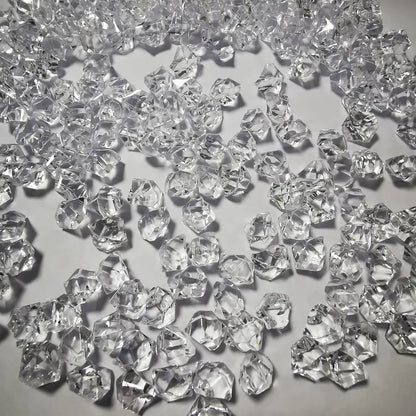 100Pcs 11*14mm Crushed Diamond Ice Crystal Clear Plastic Rocks Fake Diamonds Clear Acrylic Gems  for Decor Photography Prop