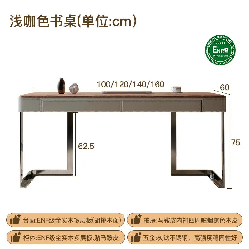 Retro Style Walnut Grain Solid Wood Desk Minimalist Aesthetic Office Desk Modern Display Design Executive Luxury Office Desks