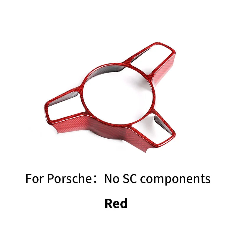 For Porsche Panamera Cayenne Macan 911 718 918 2014-2024 Real Carbon Fiber Car Steering Wheel Decorative Frame  Auto Accessories