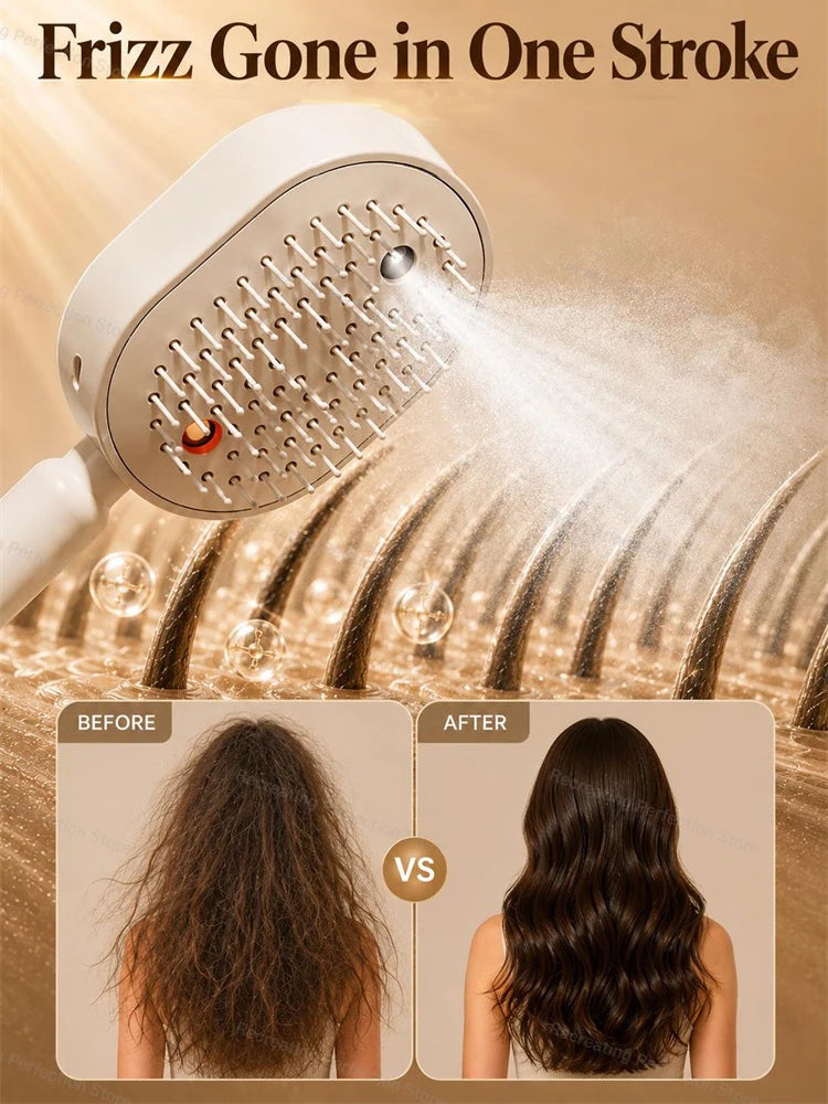 Electric Spray Air Cushion Massage Hair Brush – Anti-Tangle, Smoothing, Scalp Massage, Wet & Dry Use, USB-C Fast Charging