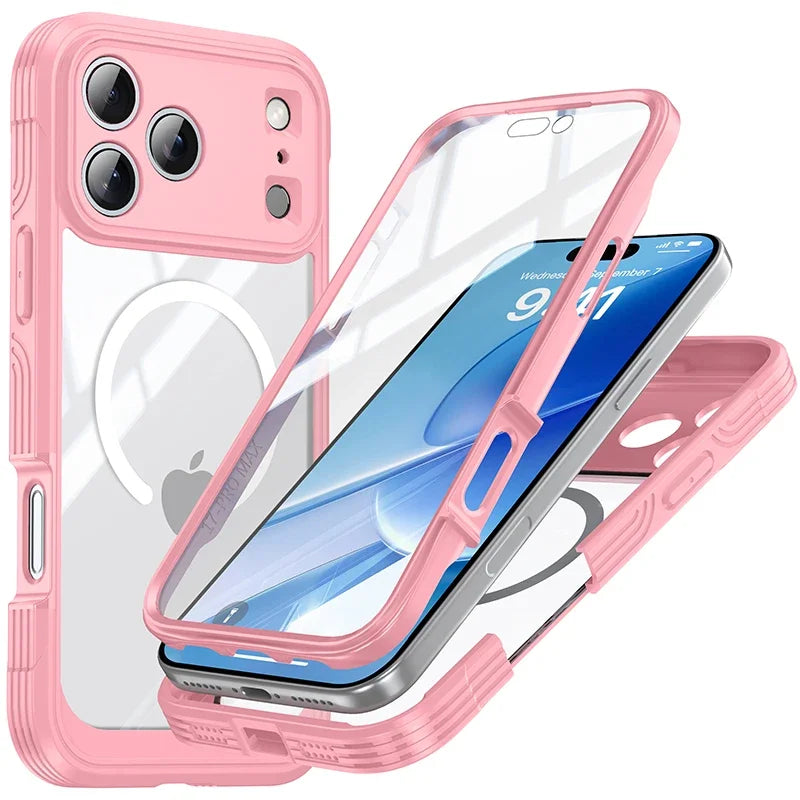 For MagSafe Wireless Charging 360° Fully Protected Double-sided Transparent Magnetic Case For iPhone 17 Pro Max&Air Back Cover