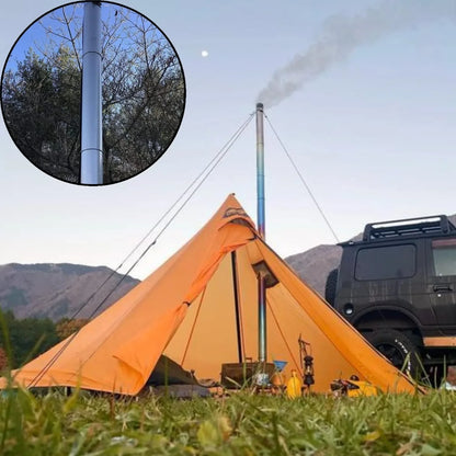 Portable 3m Titanium Chimney and SUS304 Chimney Cap Kit Tent Stove Accessories Outdoor Camping Wood Stove DIY Tube