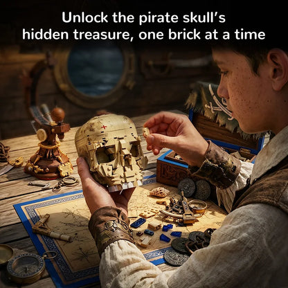 Pirate Skull Globe MOC Building Blocks Model Kit Creative Bricks Assembly Toys for Kids Adult Holiday Gifts Cool Room Decor