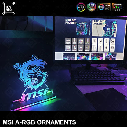 MSI Gaming Figure A-RGB Rainbow LED Acrylic Lighting Panel 5V3Pin Mystic Lighting PC Water Cooling MOD Belief Dragon Decoration