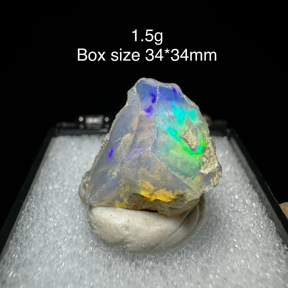 Natural Rare Colorful Ethiopia Opal (No Need Water) Gem Mineral Specimen Box Size:34X34mm (Need Lighting) Sunlight Best