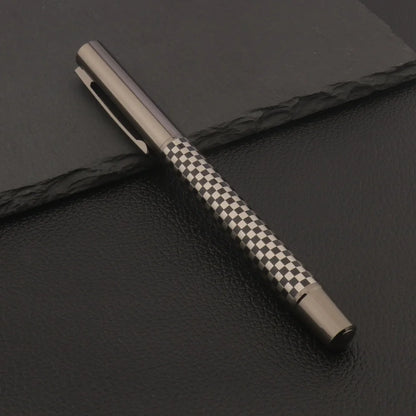Luxury High Quality Metal Rollerball Pen Gun gray grid chessboard Trim Stationery Office school supplies Writing Ball Pens