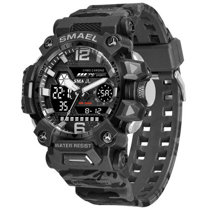 SMAEL 8072 Men's Analog Digital Dual Display Sport Watch - 50M Waterproof LED Backlight Alarm Stopwatch Chronograph Dual Time Zo