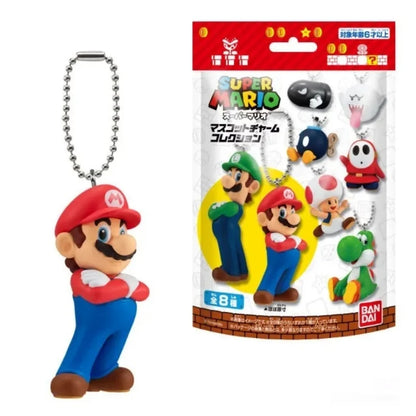 New Bandai Original Shokugan Super Mario Luigi Yoshi Toad Mini Anime Figure Keychain Collectible Charm Pendant Case Decor Gift