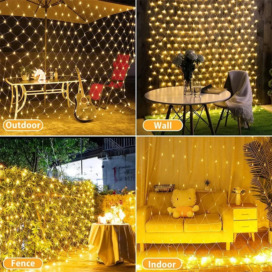 3mx3m 2mx2m 1.5mX1.5m Christmas Garlands LED String Christmas Net Light Fairy Xmas Party Garden Wedding Decoration Curtain Light