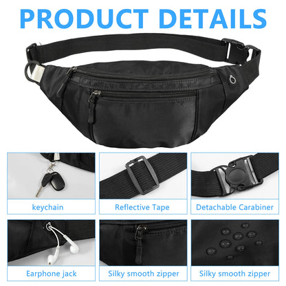 Oxford Cloth Belt Bag Hiking Phone Pouch Men Waist Bag Crossbody Fanny Pack Adjustable Strap for Travel Out Work Cycling Sport