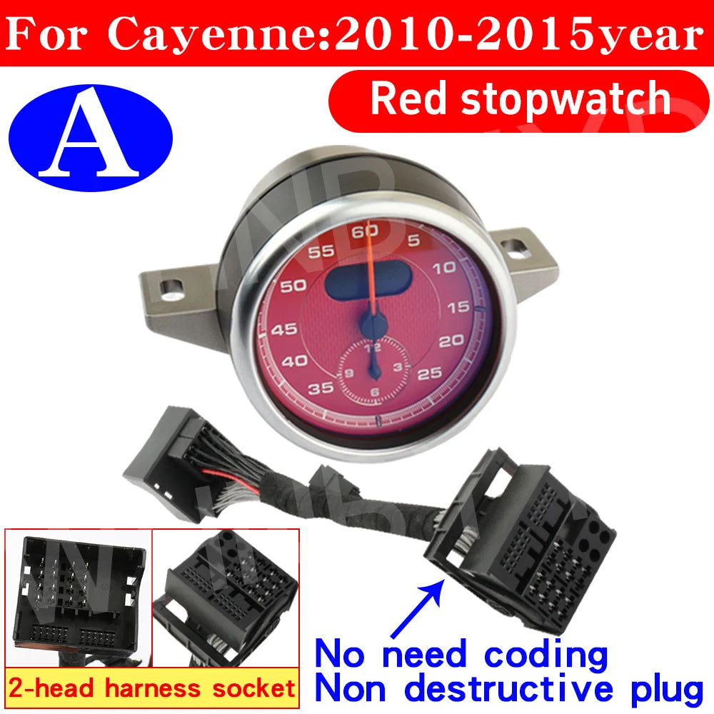 Car Stopwatch for Porsche Cayenne 958 10-17 Clock Chrono Watch Dashboard Cover Modified Car Interior Accessories Stopwatch Clock