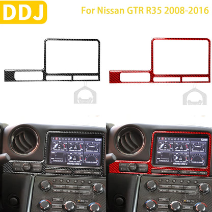 For Nissan GTR R35 2008-2016 Accessories Carbon Fiber Car Interior Navigation Display Surround Frame Cover Trim Sticker
