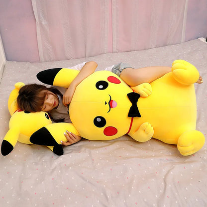 Pokemon Big Size 80cm Pikachu Plush Toy Kawaii Anime Yellow Elf Plush Doll Soft Stuffed Cartoon Doll Birthday Gift for Kids Girl