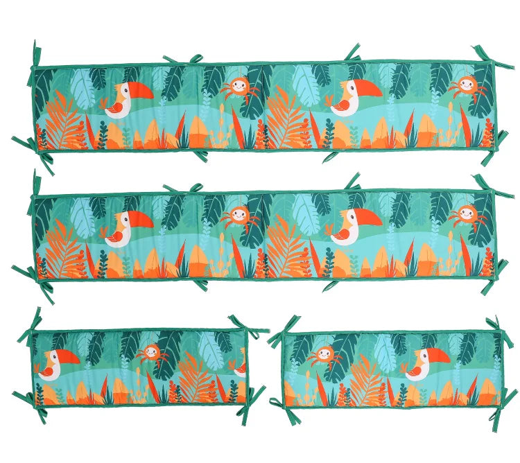 Crib Rail Cover Set and Baby Crib Liner  Baby Bumperless Crib Cot Protector Infant Bebe Bedding Set