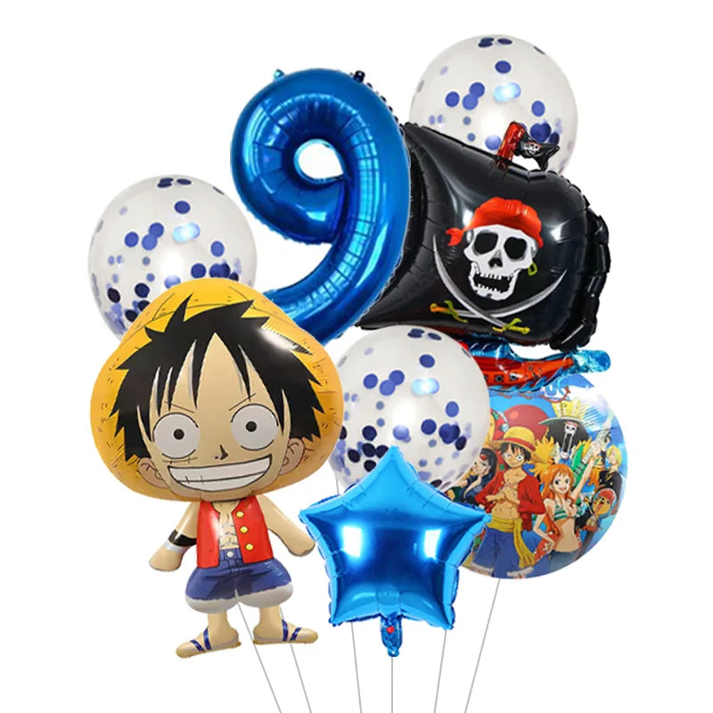 Anime One Piece Aluminum Film Balloons Luffy Shape Foil Balloon Boys Birthday Party Decoration Items