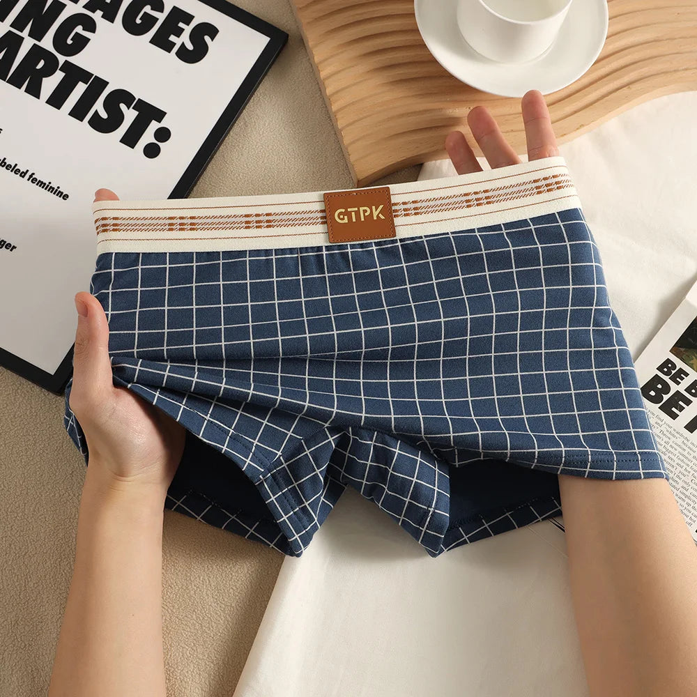 1/3PCS 95% Cotton Classtic Plaid Women's Lingerie Breathable Mesh Crotch Underwear Arrival Soft High Elastic Lingerie for Woman