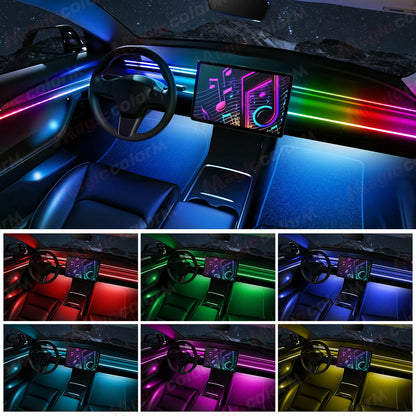 18 in 1 Led Car Ambient Lights 213 64 Color RGB Symphony Streamer Bluetooth Rainbow Interior Acrylic Strips Atmosphere Lamp Kit