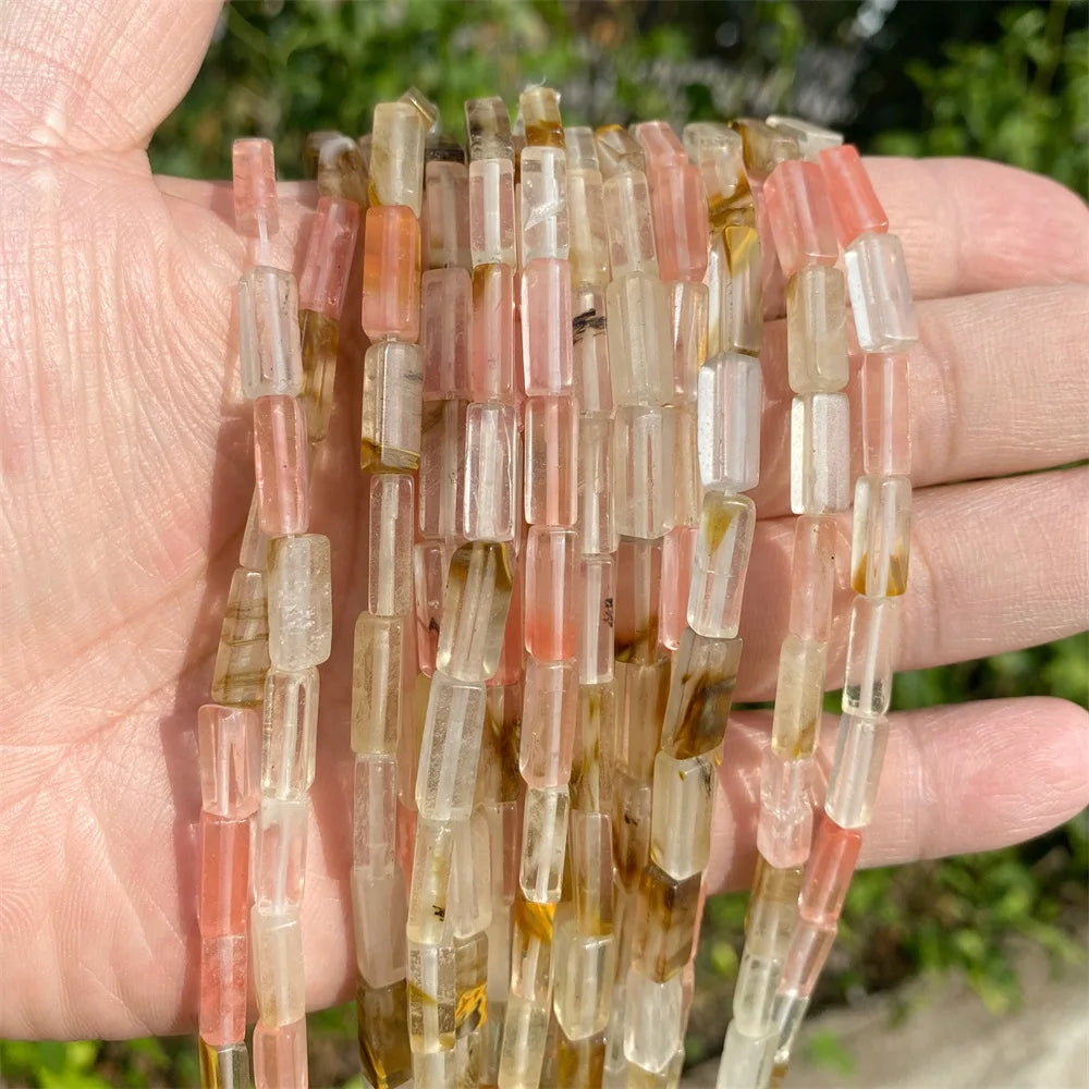 4x13mm Natural Stone Tube Rectangle Sea Sediment Lapis Lazuli Opal Amethysts Quartz Beads for Jewelry Making DIY Bracelet