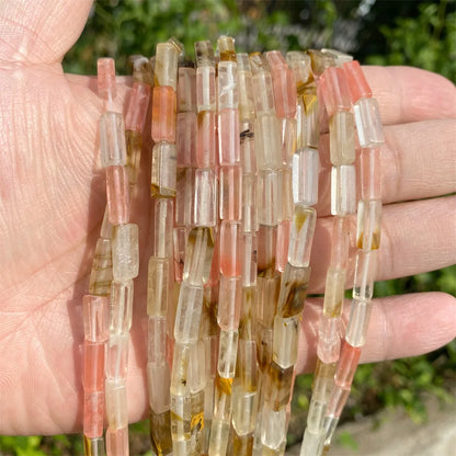 4x13mm Natural Stone Tube Rectangle Sea Sediment Lapis Lazuli Opal Amethysts Quartz Beads for Jewelry Making DIY Bracelet