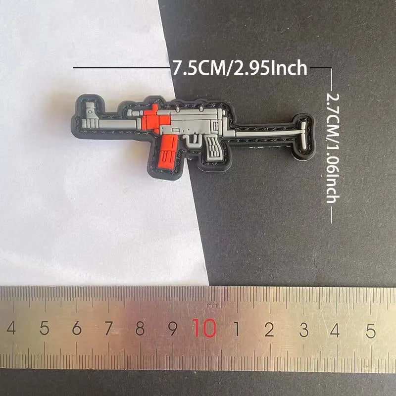 3D PVC Rubber Morale Patches Mini Pistol, Rifle Army Badge Stickers, Military Tactical Patch With Hook For Backpack