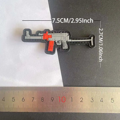 3D PVC Rubber Morale Patches Mini Pistol, Rifle Army Badge Stickers, Military Tactical Patch With Hook For Backpack