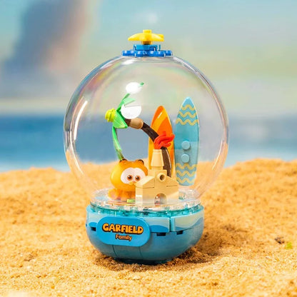 Pantasy Garfield Crystal Ball Series Fun Gashapon Machine Building Block Puzzle Model Desktop Ornament Children's Gift