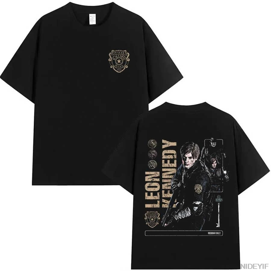 Resident Evil 2 Leon Claire Rpd Station Acid Wash Oversized Cotton T Shirt 2026 Horror Game Graphic Tee for Men Women