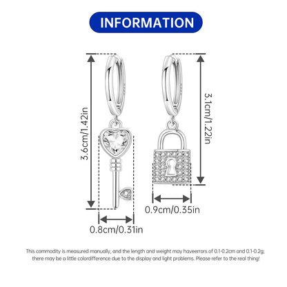 Orstarry 925 Sterling Silver Asymmetric Design Earring Key Lock Earrings Drop Earrings For Women Party Gifts Trendy Jewelry