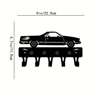 Black Racing Car Metal Wall Art Key Holder, Waterproof Rustproof Heavy Duty for Home Garage Decor Gift