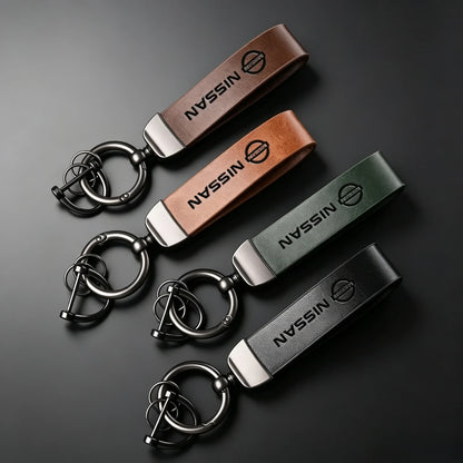 Vintage Leather Car Keychain Key Ring Pendant Fit For Nissan Sylphy N7 Qashqai J10 J11 Note Teana Navara Juke GTR 350Z Patrol Ti