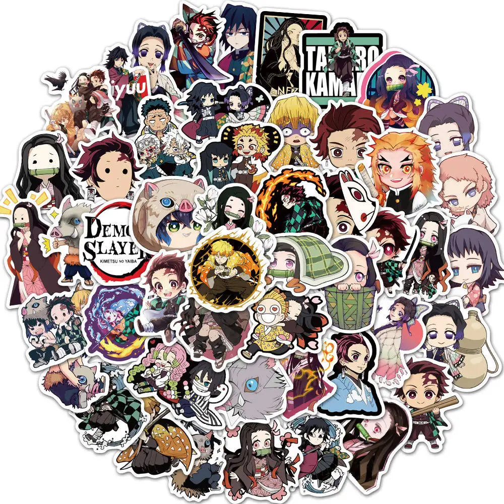 50/100PCS Demon Slayer Anime Stickers Waterproof Graffiti Decals for Luggage Skateboard Laptop Water Bottle DIY Decor