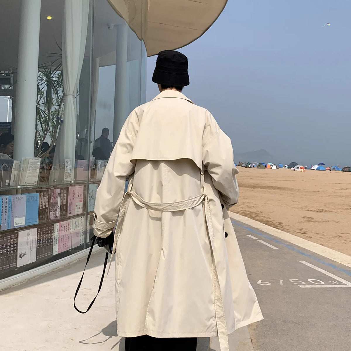 Spring Trench Coat Mens Korean Style Male Streetwear Windbreaker Trenchcoat Men Solid Coats for Men Casual Loose Long Overcoat
